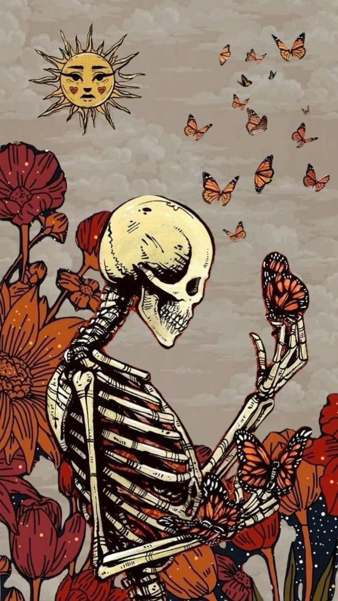 aesthetic halloween wallpaper skeleton 0049