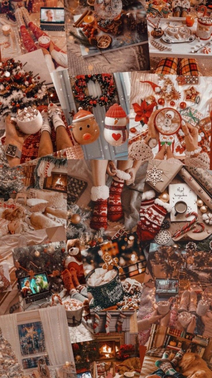 holiday-themed aesthetic christmas collage wallpaper