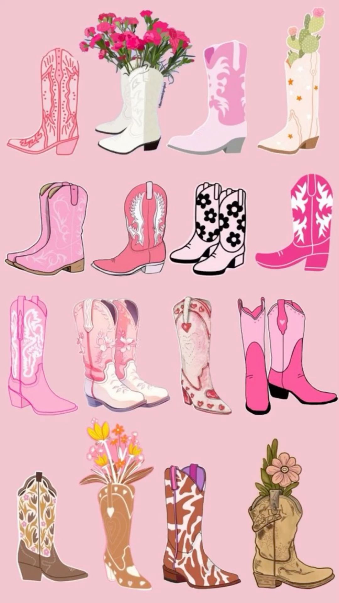 lovely preppy pink cowgirl aesthetic wallpaper prints