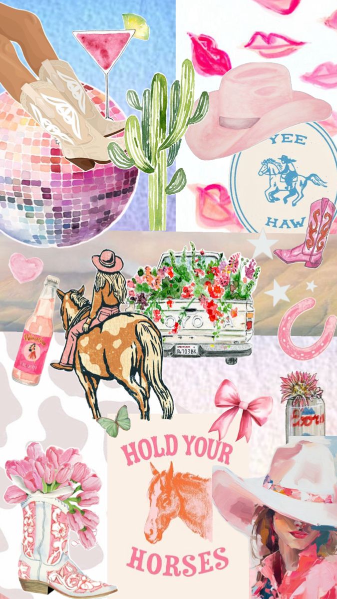 preppy pink cowgirl aesthetic wallpaper 0030
