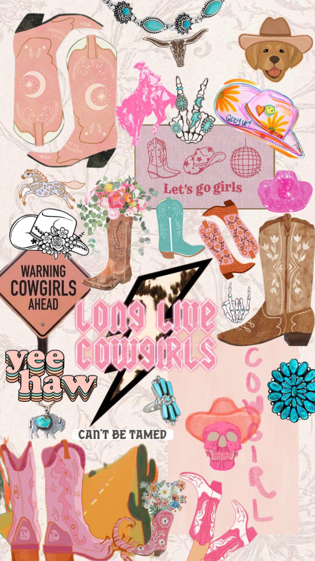 preppy pink cowgirl aesthetic wallpaper 0047