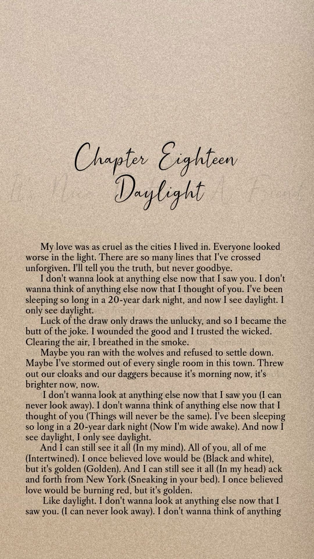 Taylor Swift lyrics for aesthetic wallpaper design